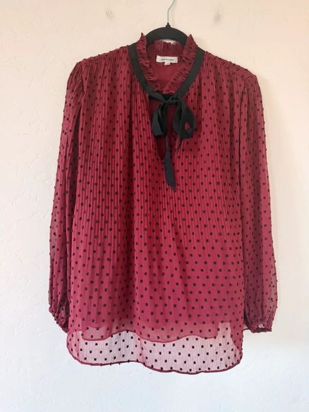 Max Studio Maroon Tied Blouse Size L
